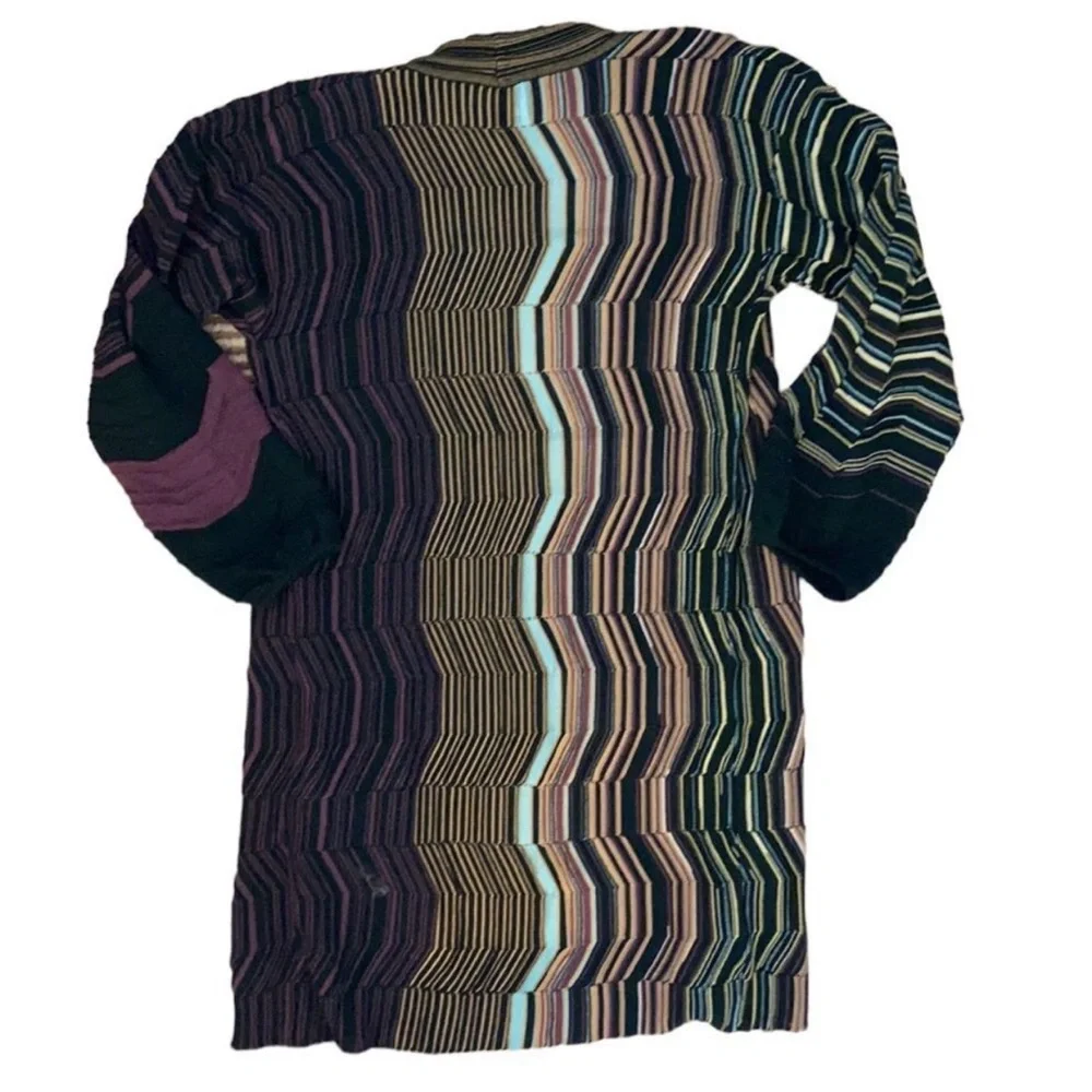 Missoni Stripe Woven Merino Wool Blend Open Sweater Cardigan Duster Sz40 US4 szS - Picture 2 of 10